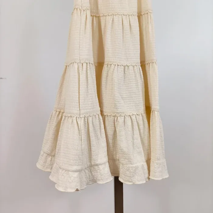 Robe trapèze crème à volants – Style bohème – Taille 8 ans A635 - photo numéro 4