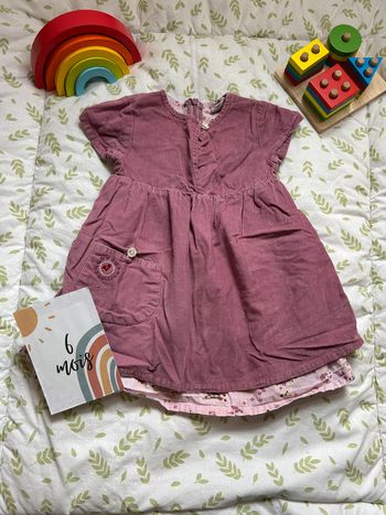 robe manches courtes en velours violet doublure fleuri 6 mois du pareil au même