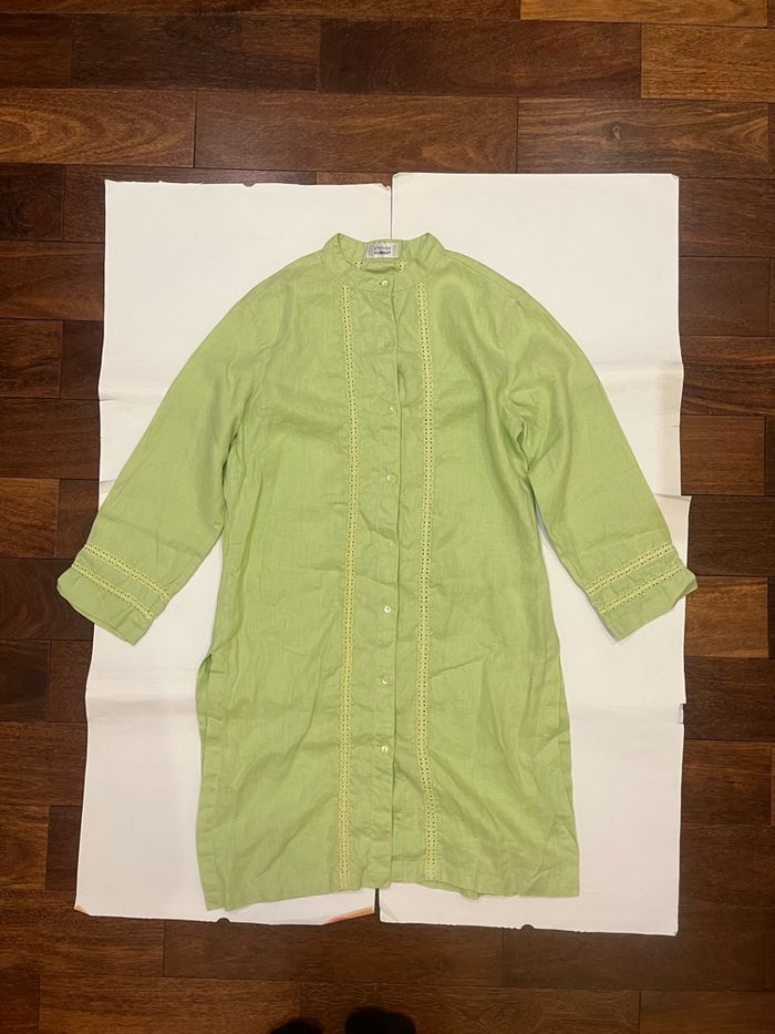 Robe mi longue manches longues verte brodé steffen schraut - photo numéro 6