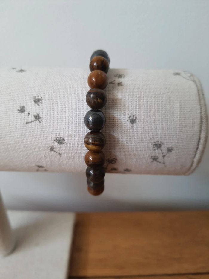 Bracelet en pierre naturelle œil du tigre et hématite