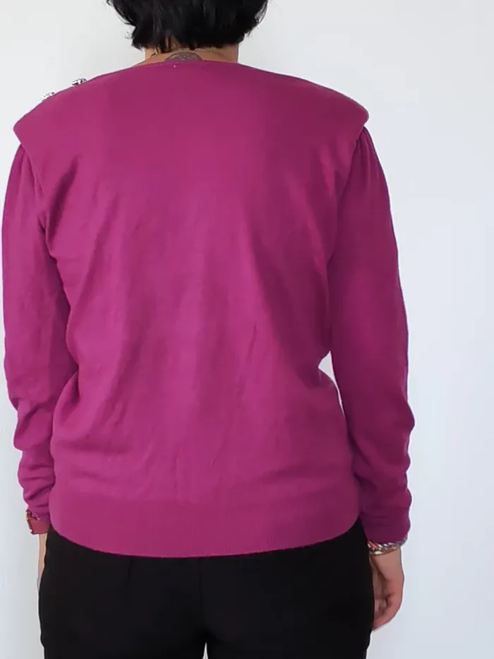 Pull violet femme L Gémo – Épaulettes et détails strass - photo numéro 2