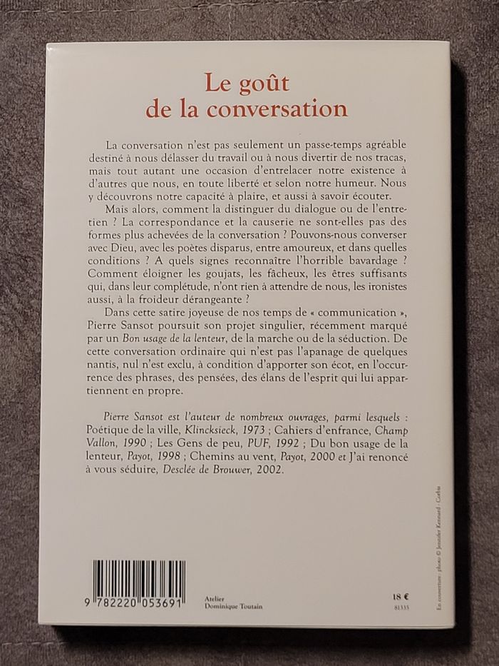 Le Goût de la conversation Pierre Sansot - photo numéro 2