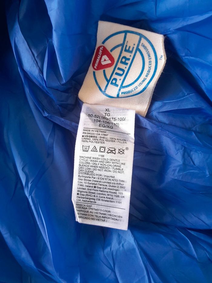 Veste GAP  légèrement rembourrée water résistant primaloft zip et capuche - photo numéro 6