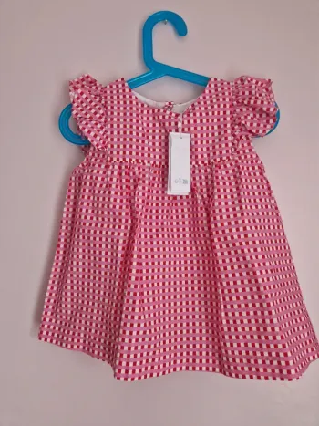 Blouse vichy rouge/rose Jacadi 6ans