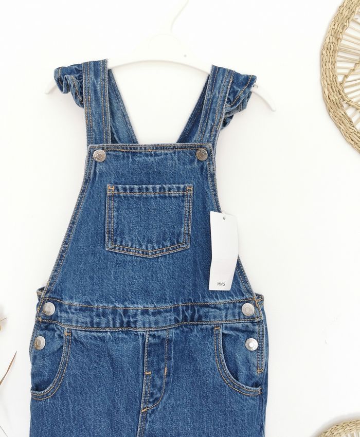 Salopette jean brut tendance à volants Mango 4/5 Ans - photo numéro 3