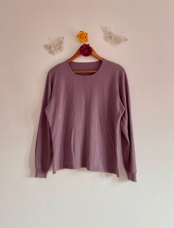 Pull femme en laine rose lilas