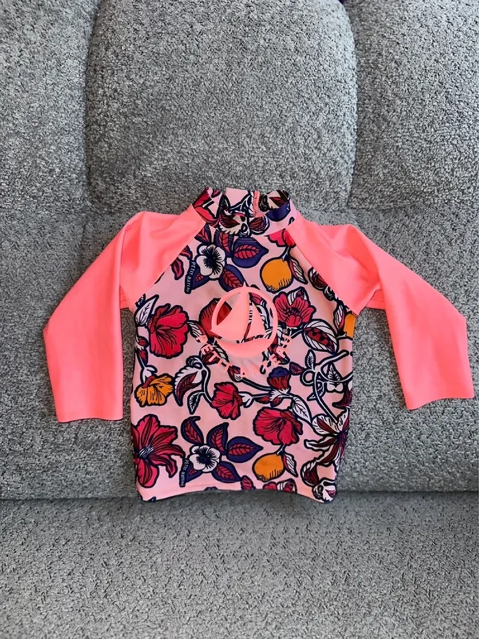 T shirt maillot de bain rose anti uv Petit Bateau