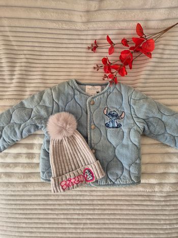 Veste molletonnée + bonnet Stitch fille 9 mois