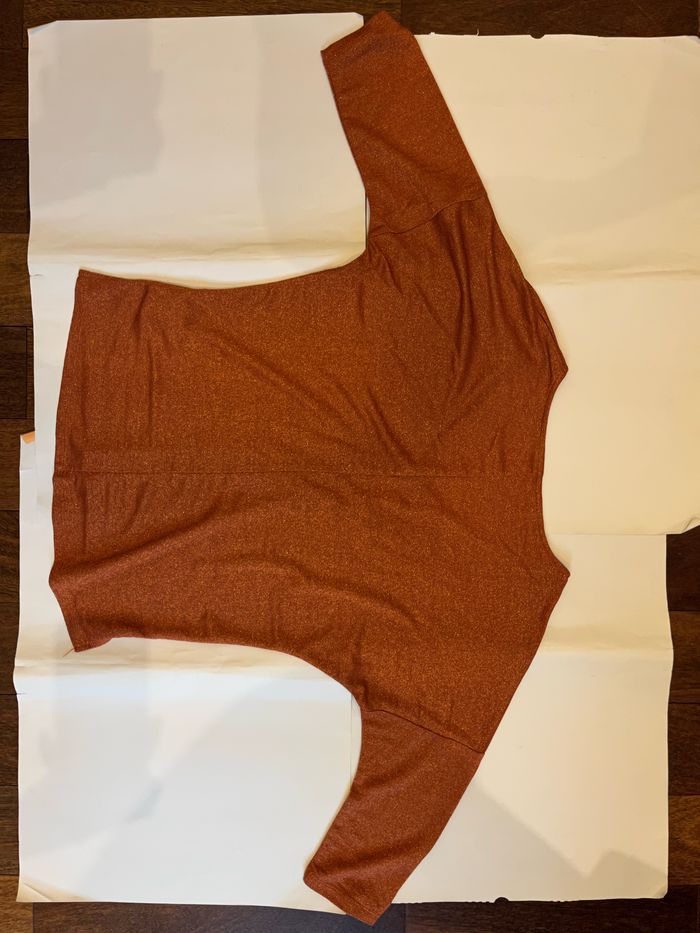 Haut / tshirt orange pailleté manches courtes / 3/4 camaïeu taille S/36 - photo numéro 3