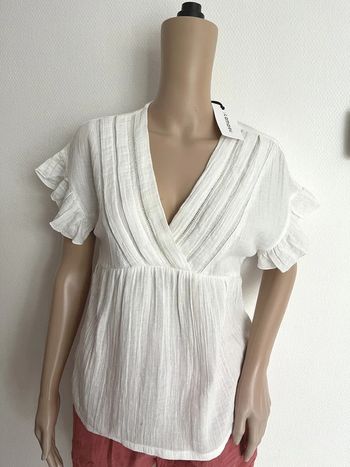 Blouse, chemisier, tunique blanc écru, 100 % coton taille M