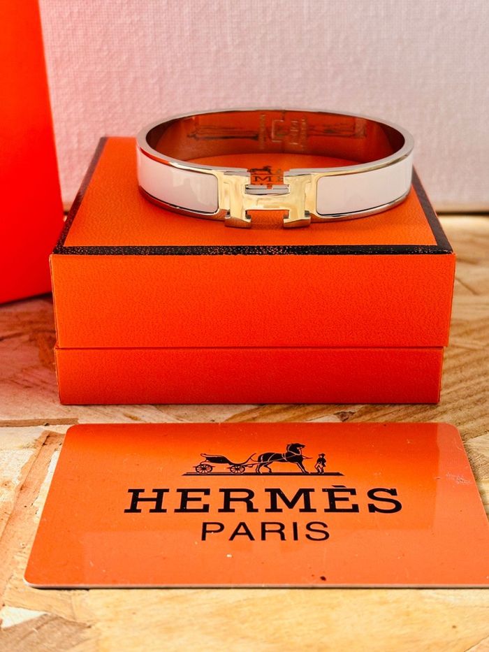 Bracelet Hermès Clic H – Blanc & palladium – Taille 18 cm - photo numéro 3