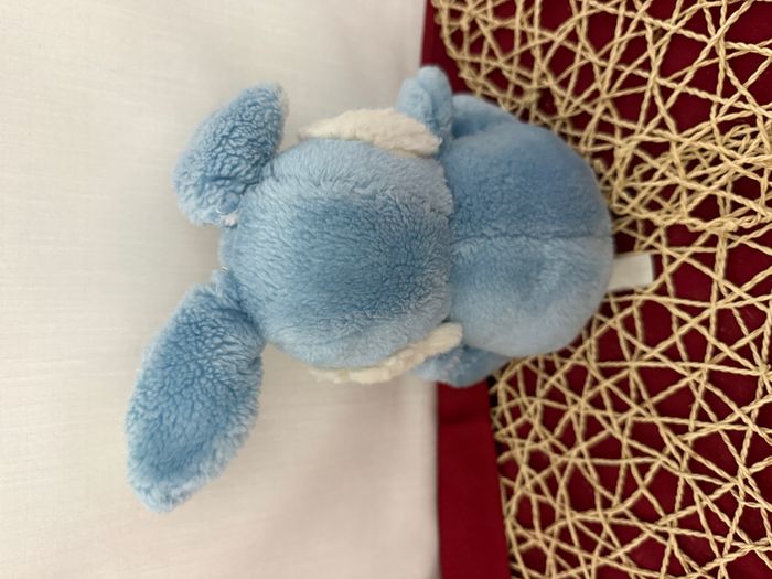 Peluche lapin NOUNOURS bleu blanc vintage canard jaune - photo numéro 4