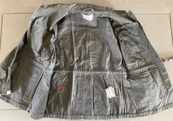 Veste style militaire kaki upcyclé taille 38 cache cache - photo numéro 17