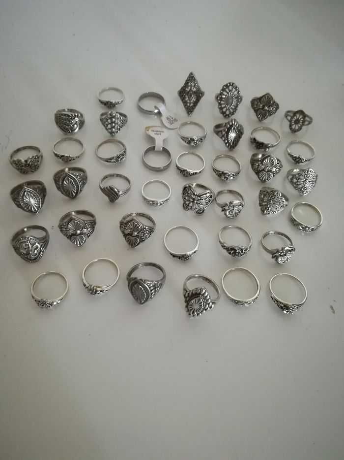 Lot de 40 bagues métal vieillie argenté