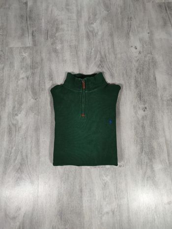 Pull Half Zip 1/4 Zip Col Camionneur Ralph Lauren Vert Logo Brodé Violet Taille 2XL Homme