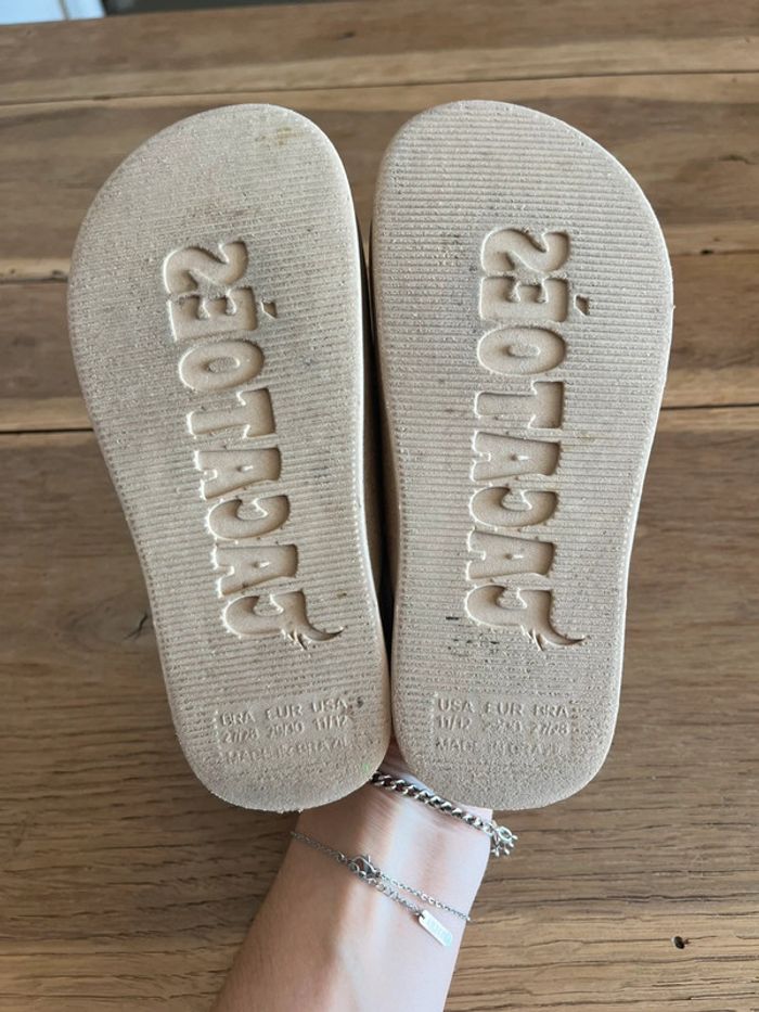 Claquettes beiges/dorées à paillettes Cacatoès - photo numéro 5