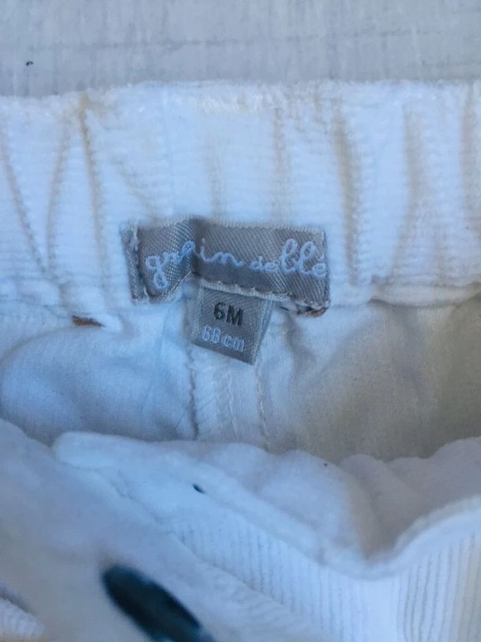 Pantalon côtelé blanc bébé fille 6 mois - photo numéro 6
