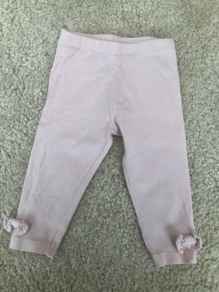 Leggings rose pâle avec petits noeuds aux chevilles fille - 9 mois - dpam