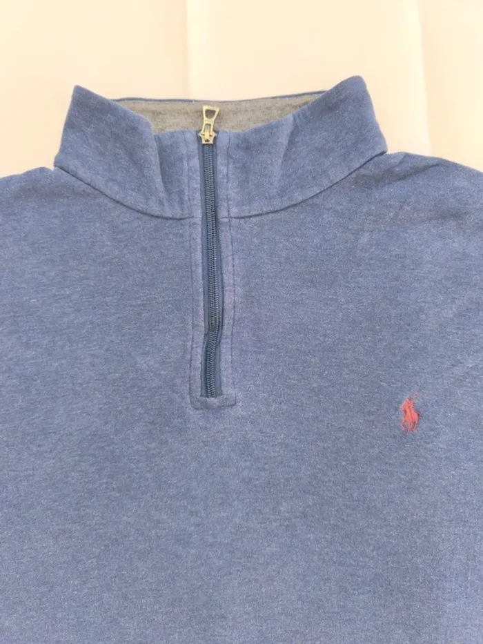 Pull 1/4 zippé Ralph Lauren Polo taille XXL excellent état bleu avec logo - photo numéro 6