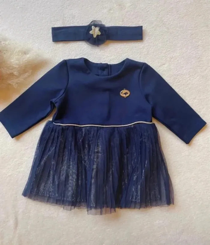 Ensemble robe bleu marine + bandeau assorti 3 mois - Sergent Major - photo numéro 2