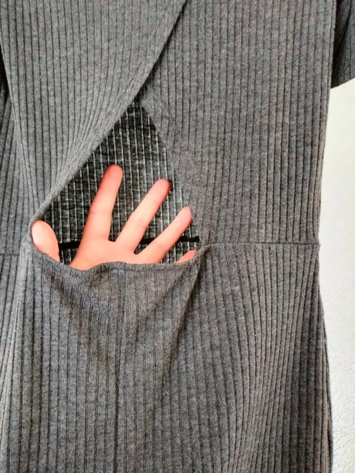 Tunique gris chiné ouverte dans le dos taille 36 - photo numéro 4