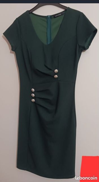 Robe, ajusté, vert foncé