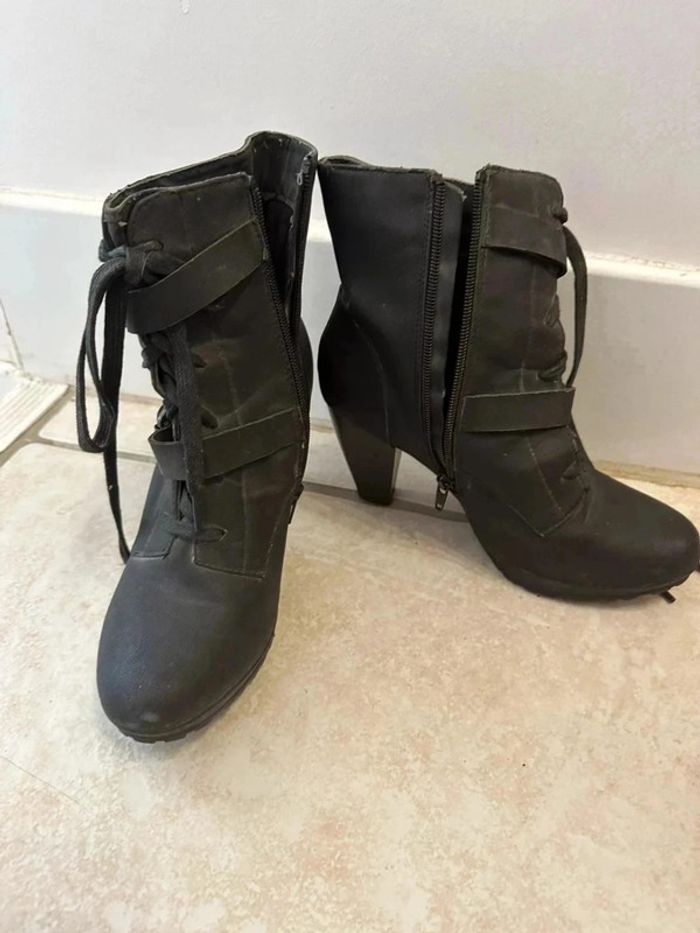 Bottines à talons femme taille 38 noir - photo numéro 2