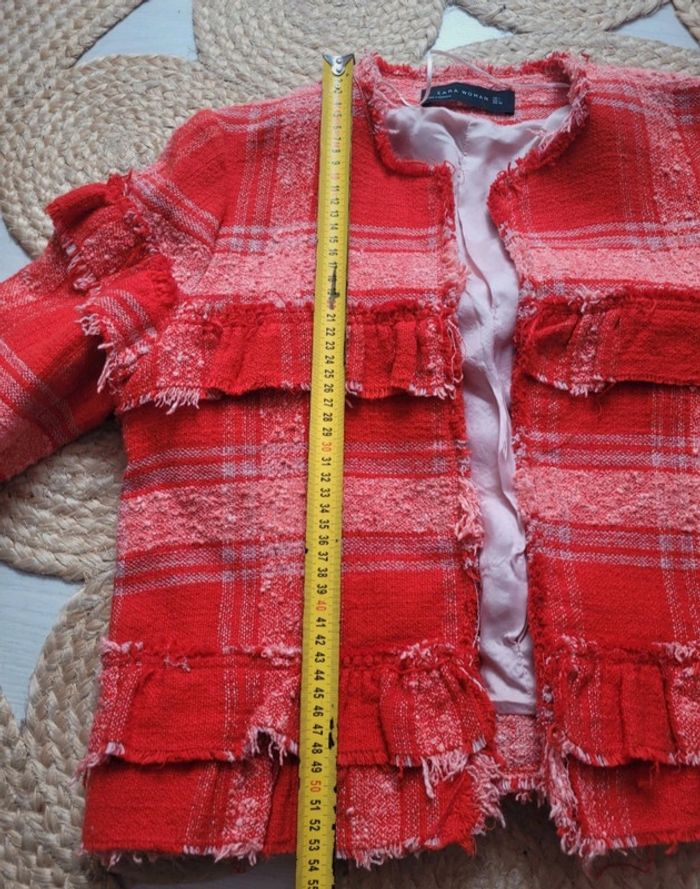 🌼 Veste femme taille L , Zara (Rouge/blanc) 🌼 - photo numéro 7
