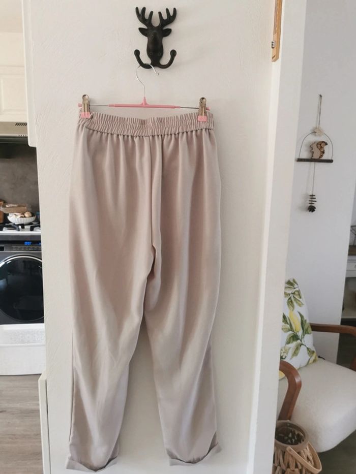 Pantalon 7/8 chino avec ceinture nouée beige - Lefties - photo numéro 3