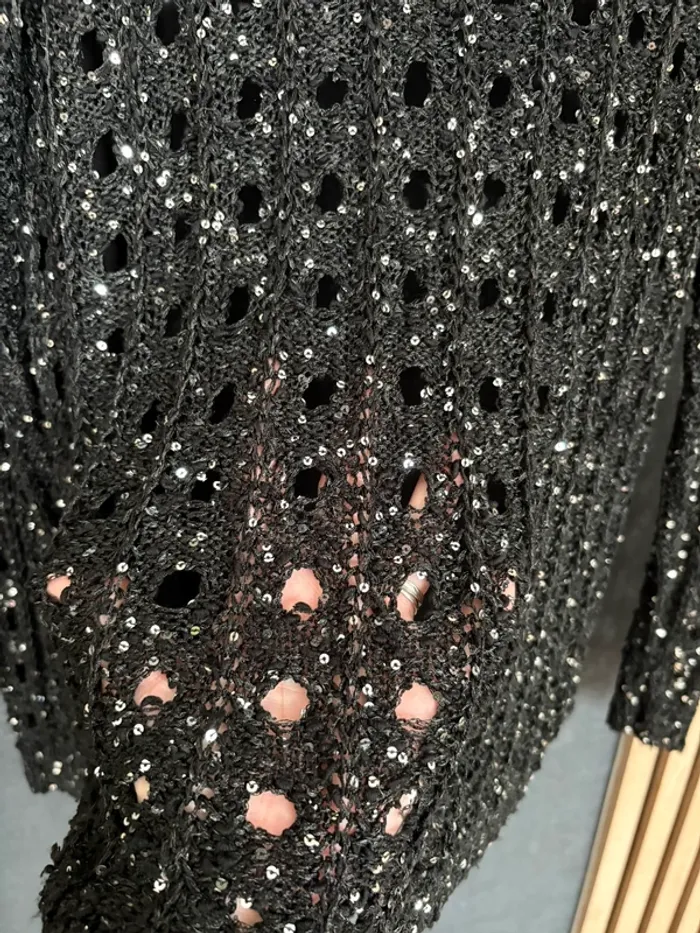 Haut noir sequin Mim ajouré - photo numéro 3