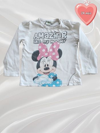 T-shirt haut manches longues Minnie fille 24 mois