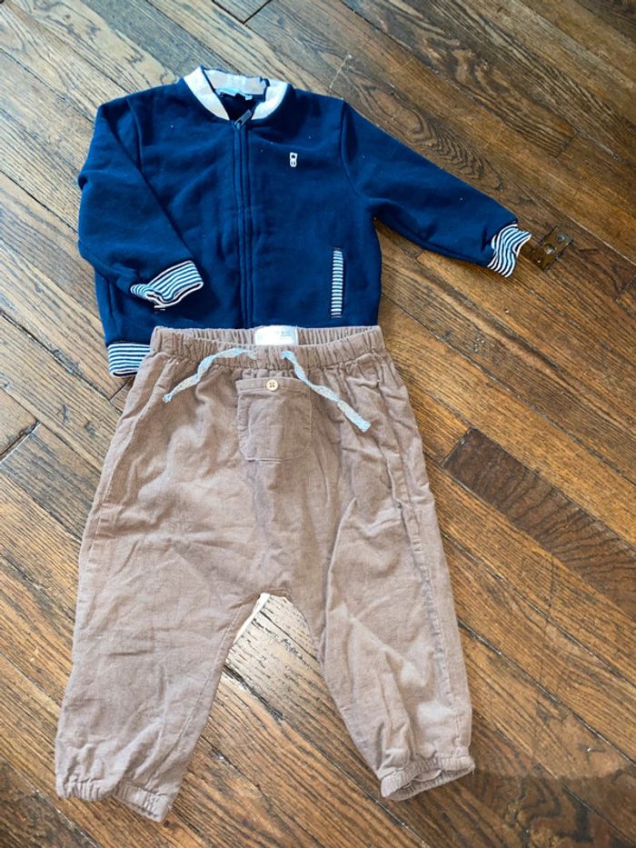 Ensemble gilet obaibi et pantalon zara 12 mois - photo numéro 1