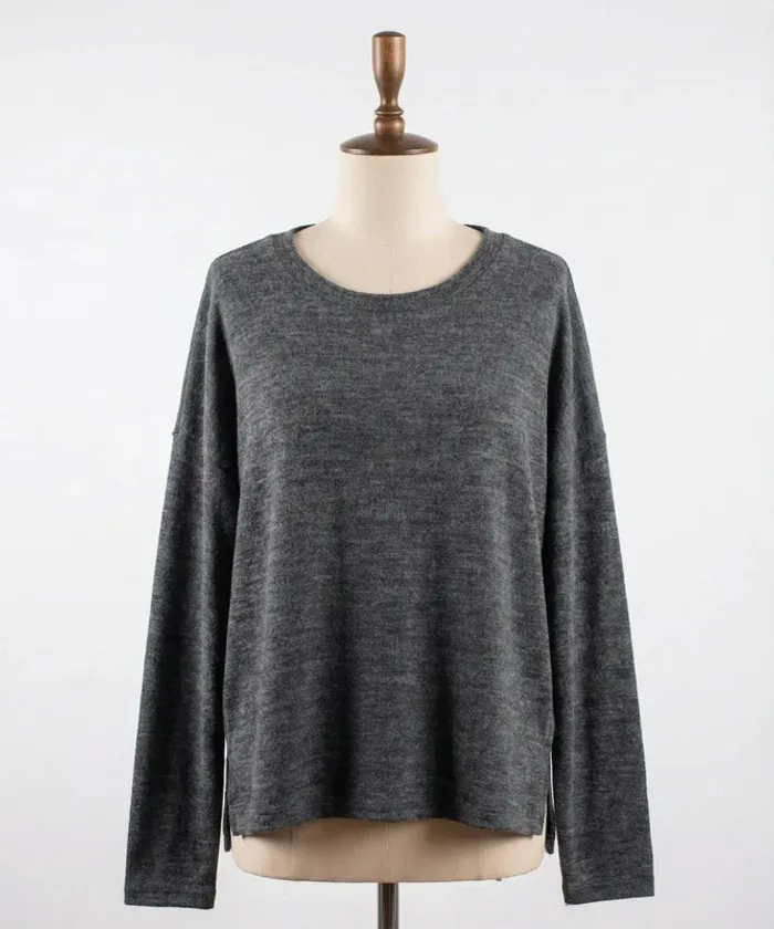 Pull fin / Top fluide gris chiné – H&M – Taille L (40)
