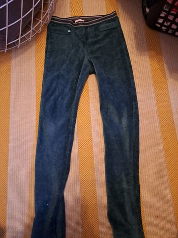 Pantalon velour kaki pailleté