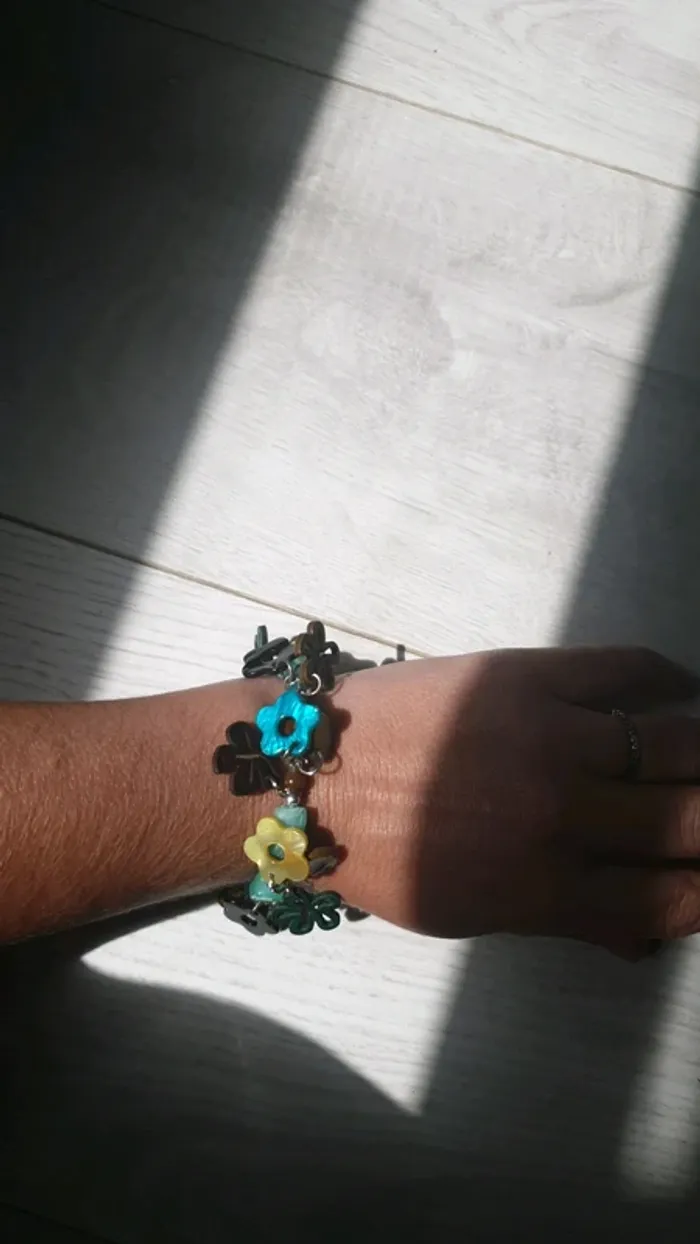 Bracelet vert eau marron - photo numéro 5