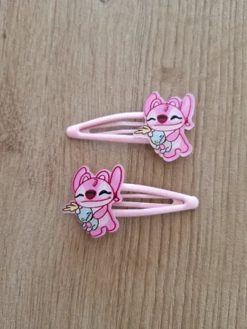 Lot 2 barrettes rose – personnage Stitch Neuve