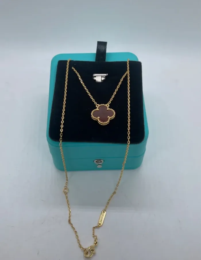 Collier trèfle 15mm en Cornaline rouge - photo numéro 6