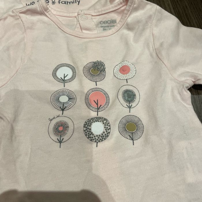 Lot de 3 hauts roses manches longues 3 mois - photo numéro 3