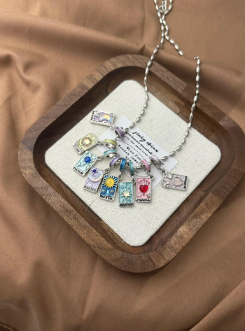 Tarot Charm Necklace Colorful Vintage Style