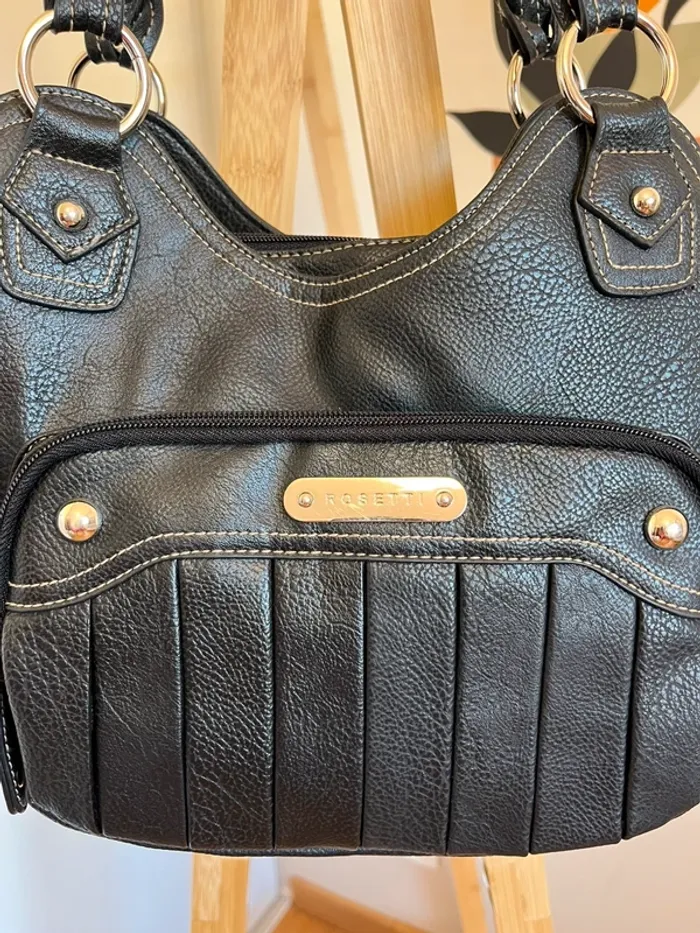 Sac noir vintage y2k marque Rosetti en cuir parfait état [ref2506SBl82] - photo numéro 2