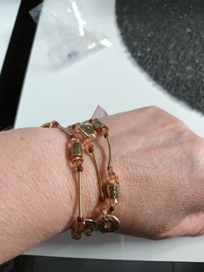 Lot 3 bracelet fantaisie marron et doré - photo numéro 2