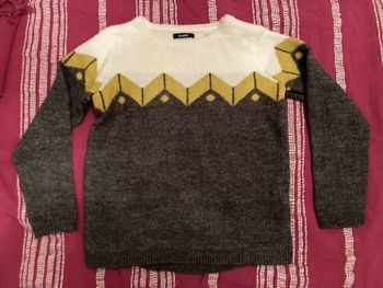 Pull gris et moutarde okaidi