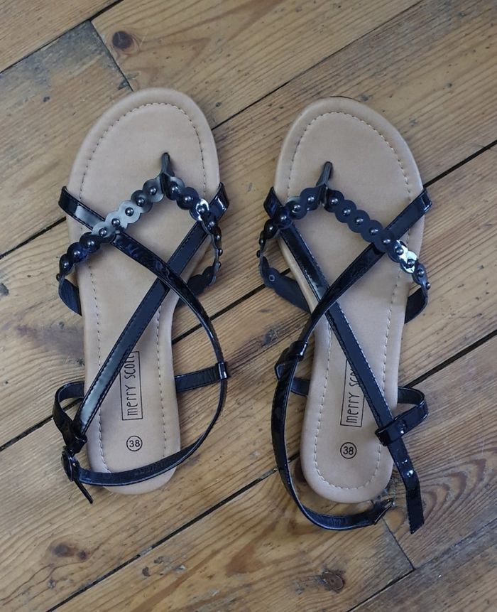 Sandales Plates Merry Scott Sandales Sandales Plates Noires