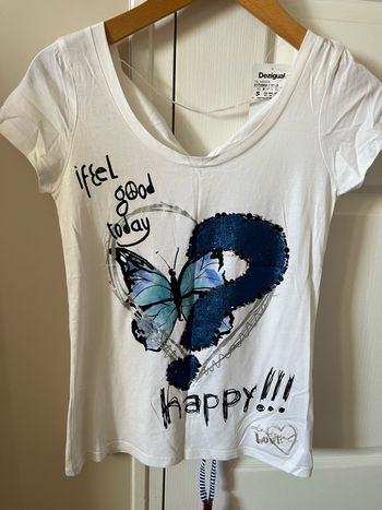 Teeshirt Desigual blanc/bleu neuf taille S