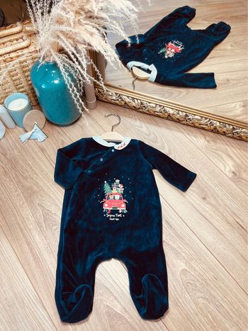 Taille 3 mois pyjama de Noël velours garçon Sergent Major bleu marine 💙