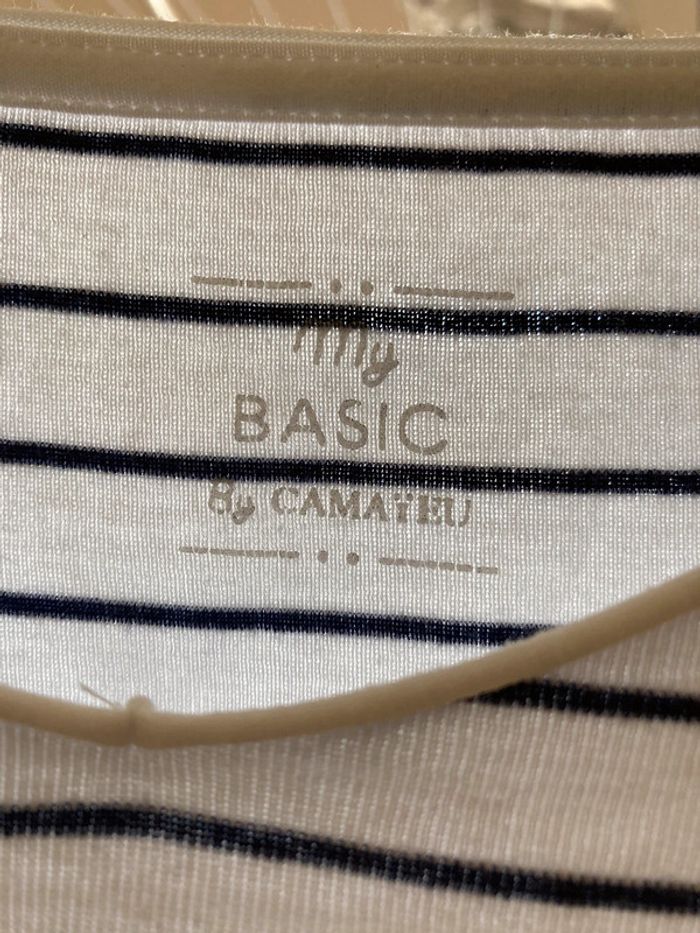 Tee shirt bleu marine blanc femme - photo numéro 5