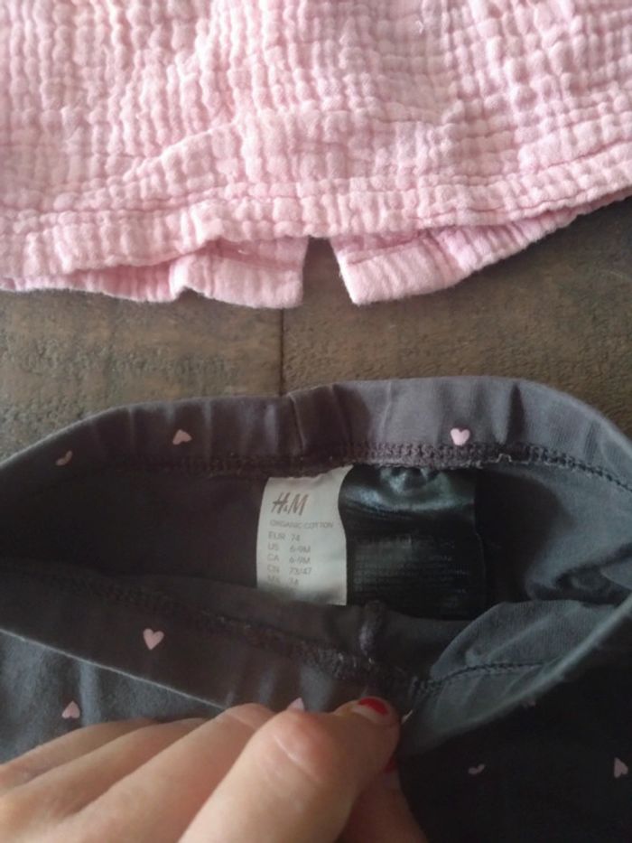 Lot été bébé fille legging et blouse rose 9 mois - photo numéro 5