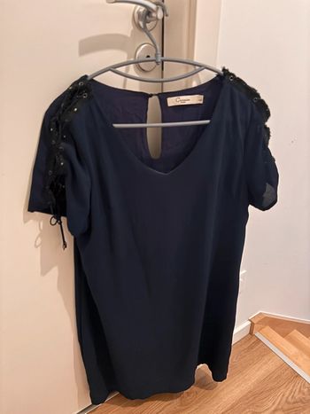 Robe bleu marine Carmin L lacée aux épaules