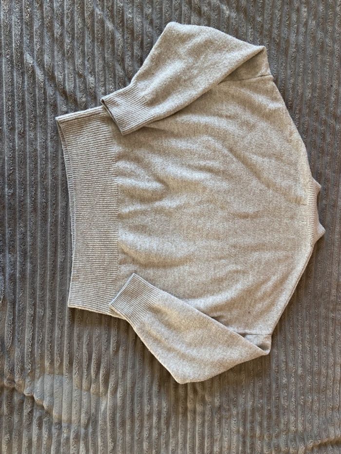 Pull haut Col cheminé beige maille - photo numéro 4