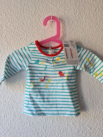 tee-shirt blanc et bleu oiseau Orchestra